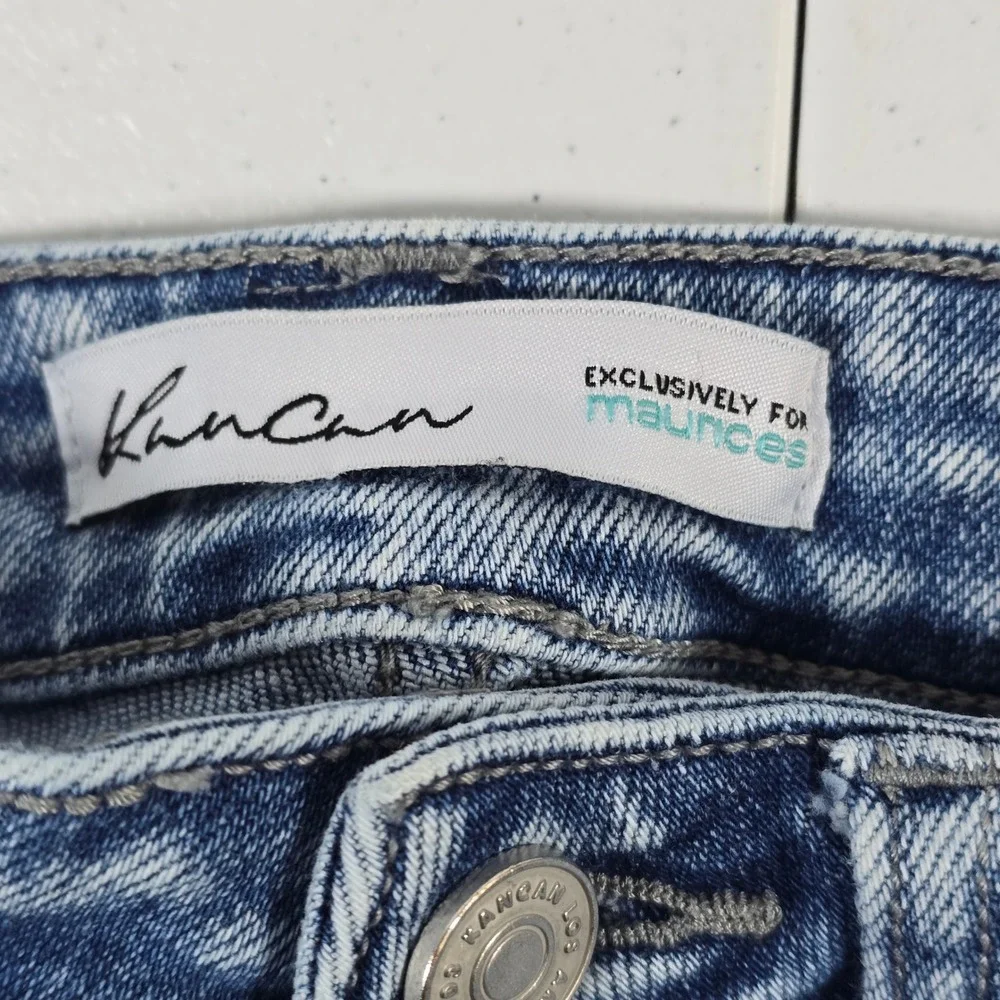 KanCan Women's Jeans Size 26 Blue Acid Wash Distressed‎ Crop Flare